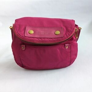 Marc x Marc Jacobs Mini Natasha Preppy Nylon Crossbody Leather Strap Pink Gold